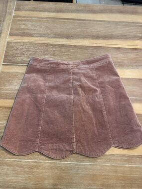 Altar'd State Corduroy Scalloped Hem Mini Skirt in Mauve